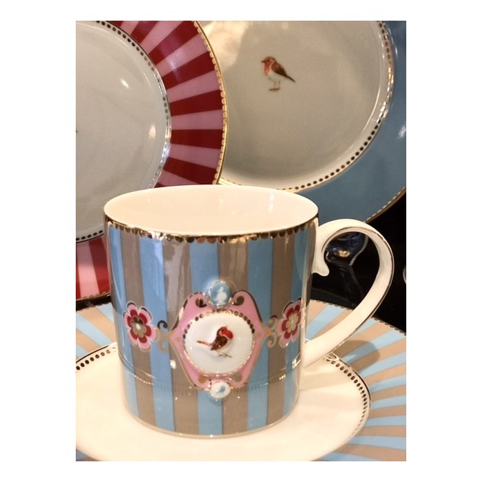 PİP STUDİO - Love birds mavi çizgili 150 ml mug